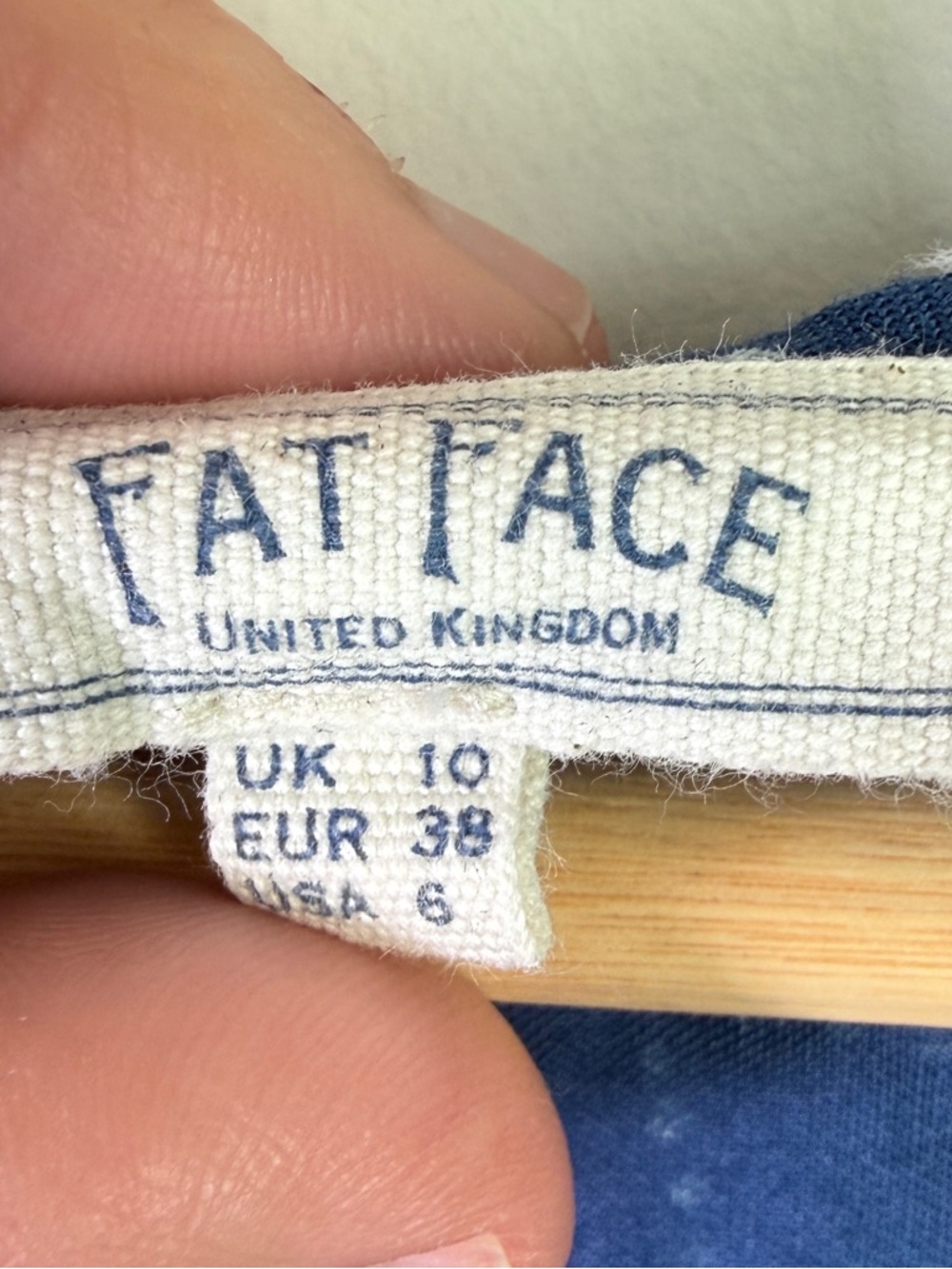Fat Face UK Indigo Blue Geometric Print Midi Dress Tiered Hi-Low Viscose Size 6 - Picture 3 of 10